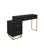 Penteadeira Curve com pés metalizados - Preto c/ Detalhes Dourado Soleil