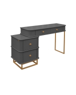 Penteadeira Curve com pés metalizados - Cinza Imperador c/ Detalhes Dourado Soleil