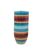 Vaso De Fibra Com Listra Colorida Pintado A Mão