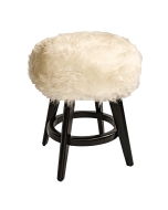 Banqueta Pub com Pelos - Preta - Tecido Pele Natural Ovelha
