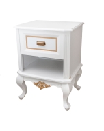 Mesa de Cabeceira Lavanda - Branco com Dourado Soléil