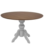 Mesa de Jantar Redonda Slim Munique - 4 Lugares - 1,20m - Branco com Tampo Freijó