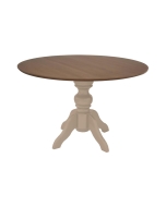 Mesa Munique Slim Redonda 1,20m - Off White com Lâmina Freijó