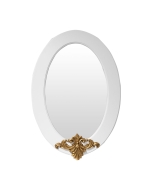Espelho Lavanda Oval - Branco com Entalhe Dourado Envelhecido